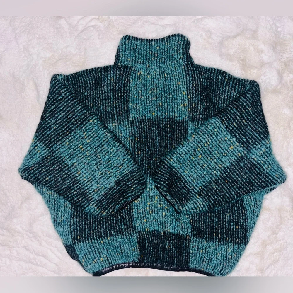 Vintage 1970’s Oversized Green & Black Checkered Mohair & Llama Jacket Size L - Picture 7 of 7